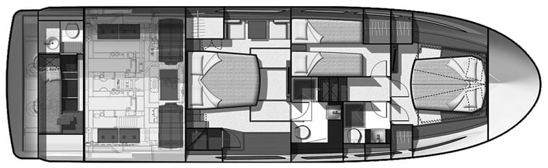 Prestige Yachts 590 Fly floor plan