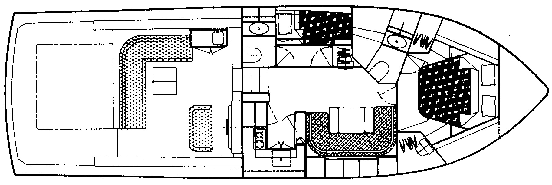 Bertram Yachts 46 Moppie floor plan