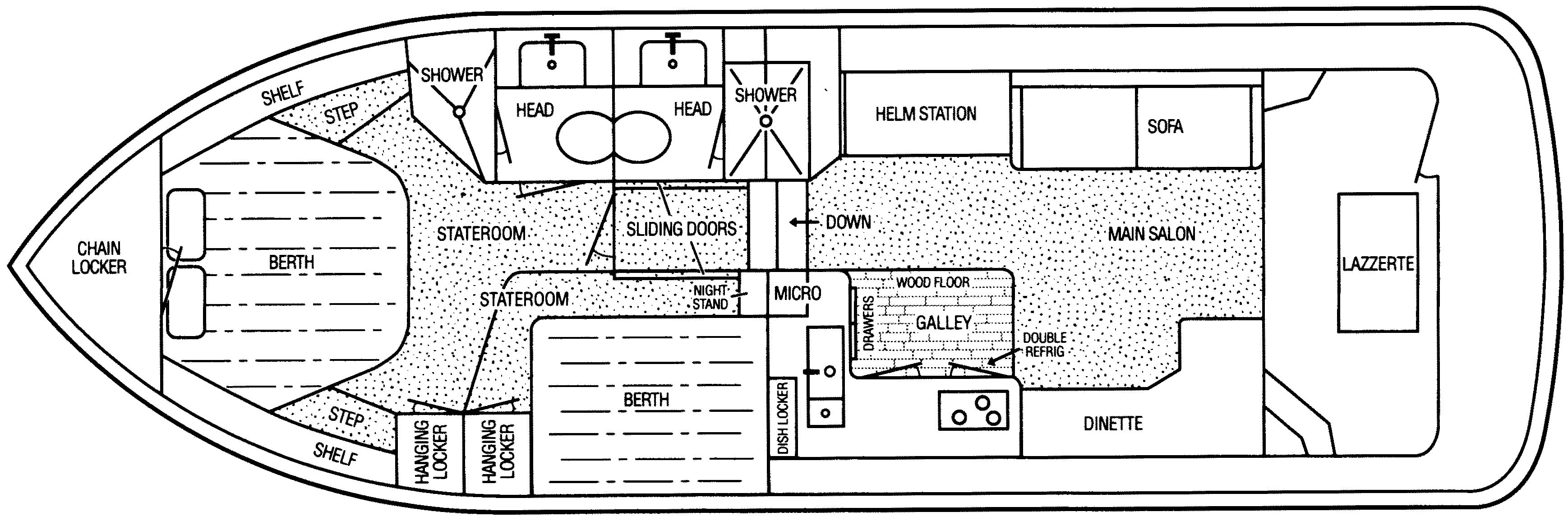Navigator Yachts 4300 Flybridge Sedan floor plan