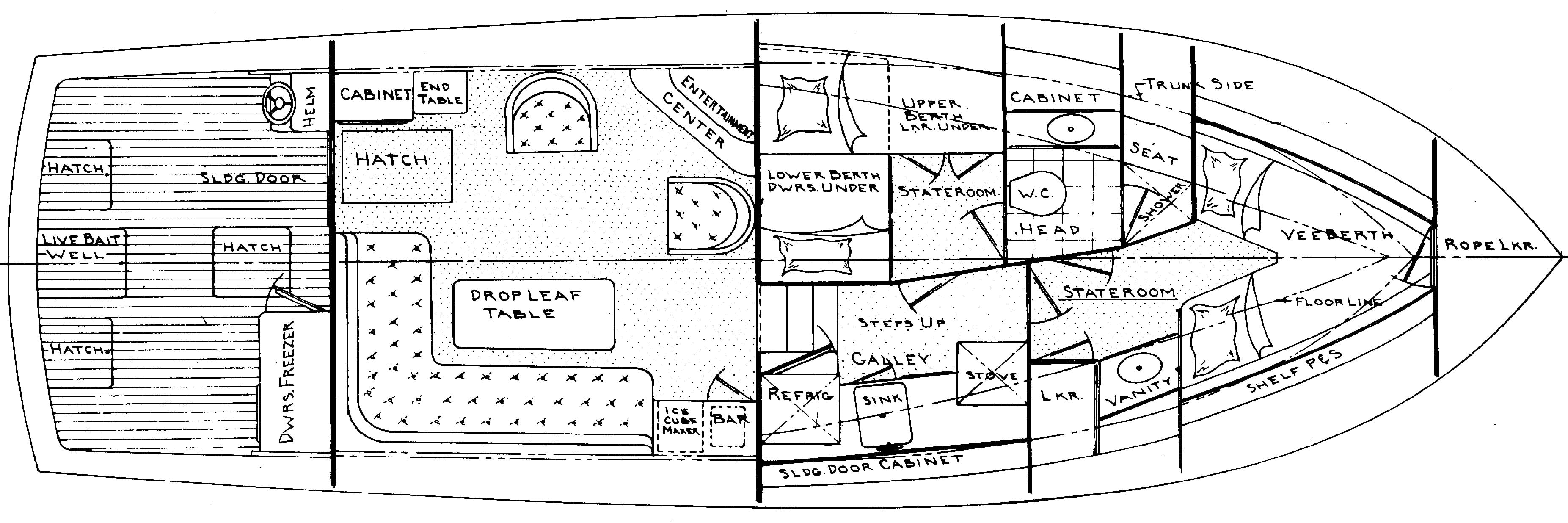 Ocean Yachts 40 Super Sport floor plan