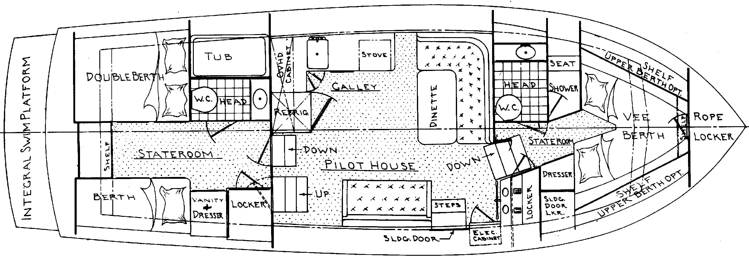 Ocean Yachts 40+2 Trawler floor plan