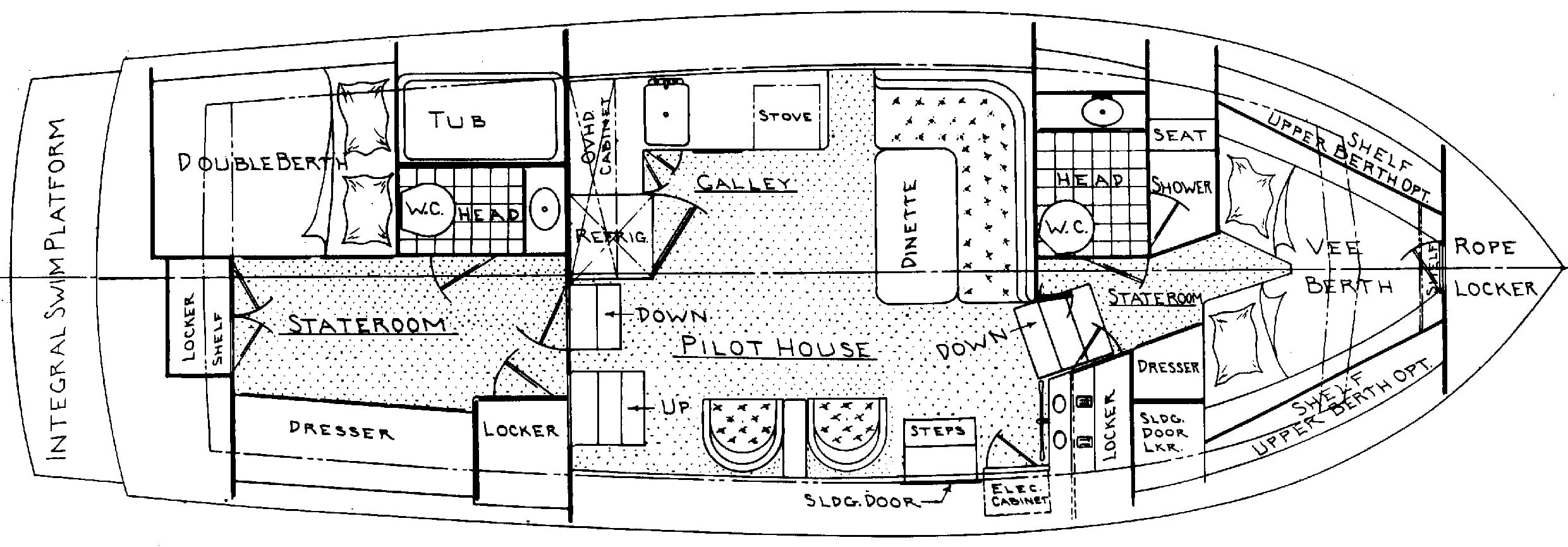 Ocean Yachts 40+2 Trawler floor plan