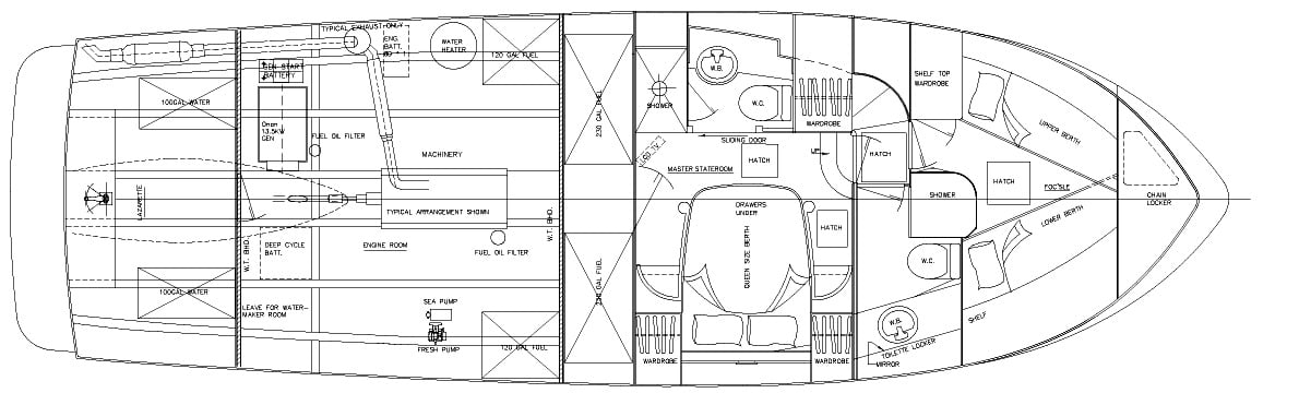 Ocean Alexander Yachts 50 Classico floor plan