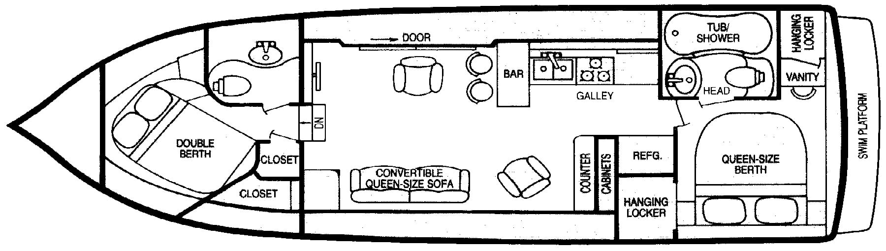 Bluewater Yachts 42 Coastal Cruiser floor plan