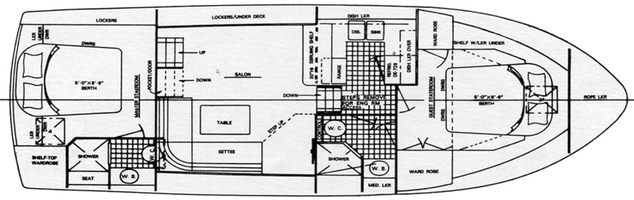 Present Yachts 38 Sundeck floor plan