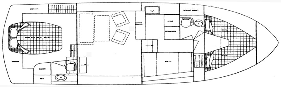 President Yachts 35 Double Cabin floor plan